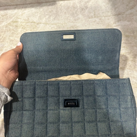 Chanel Mademoiselle top handle denim chocolate bar clutch - Picture 9 of 16